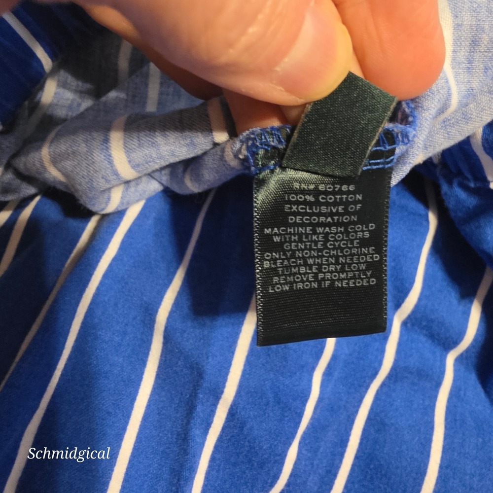Lauren Ralph Lauren Pajama Set XL Blue White Stripe Button Top Pants Set - Picture 10 of 11